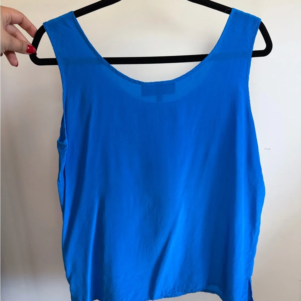 Electric Blue 100% Silk Tank Top - Picture 2 of 4